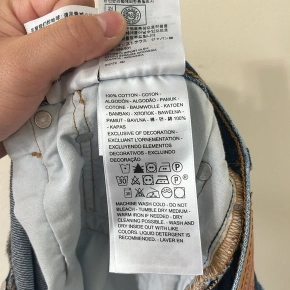 Levi’s Original Fit High-Rise 501 Dark Wash Denim Shorts Size 32 - Picture 10 of 11